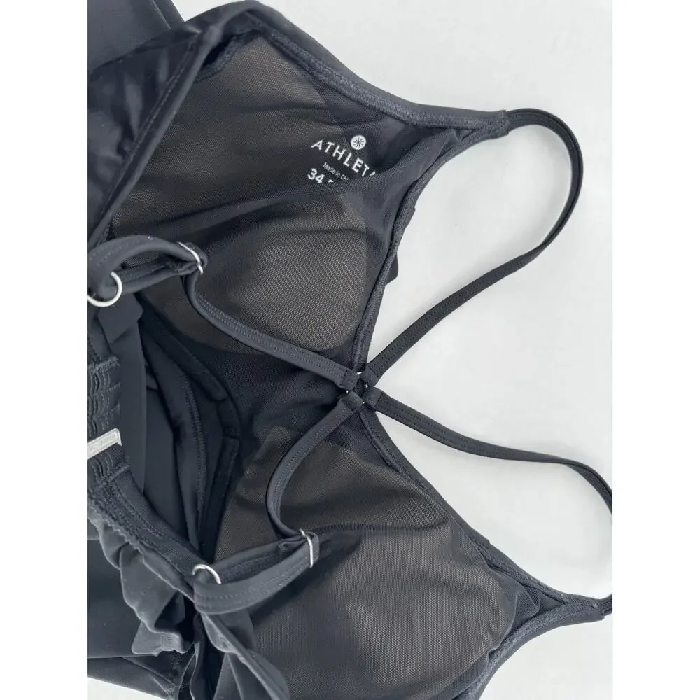 Athleta Swim Top Tankini Size 34 D/DD Black Cut Out Criss Cross Underwire​​ - Picture 11 of 14
